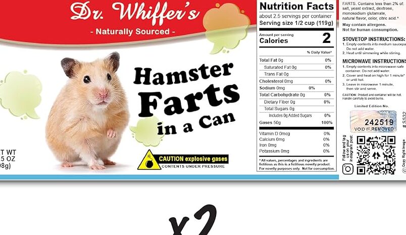 20 Chistes y Bromas Divertidos de Hámster para Niños Etiquetas novedosas para latas de sopa de Hamster Farts - Regalo o broma DIVERTIDA de broma - Decoraciones, suministros y obsequios para fiestas - Cumpleaños, relleno de calcetines navideños, blanco...