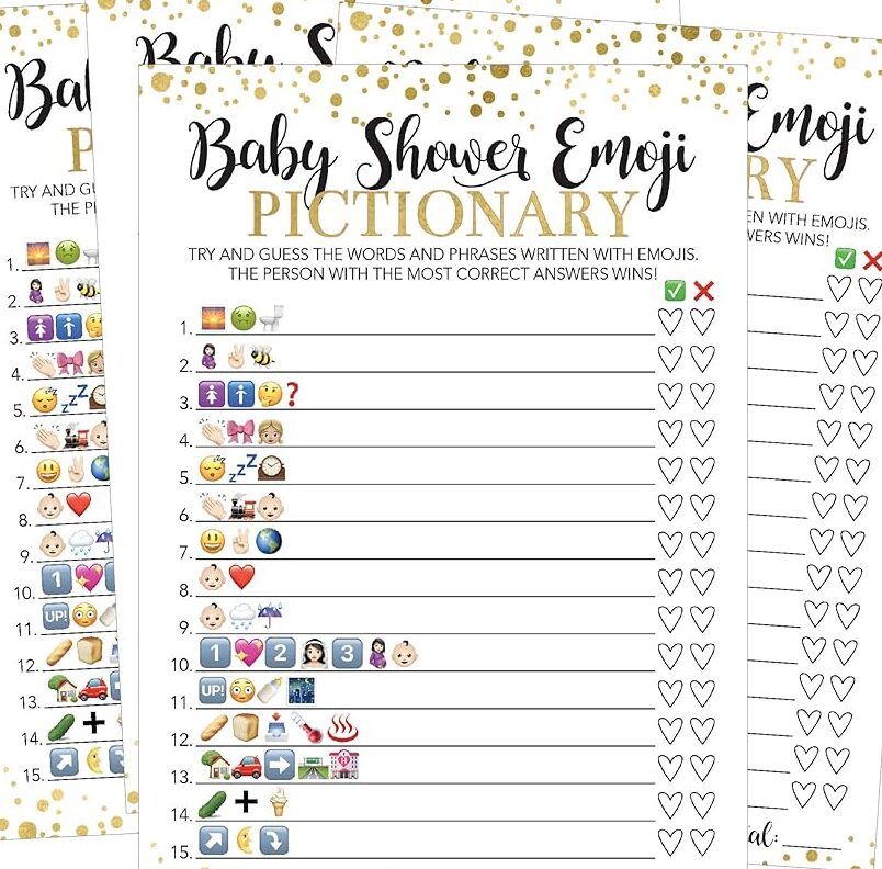 ¡Adivina las 25 emojis! ¡Demuéstralo! Amazon.com: Hadley Designs 25 juegos Emoji Pictionary para baby shower ...