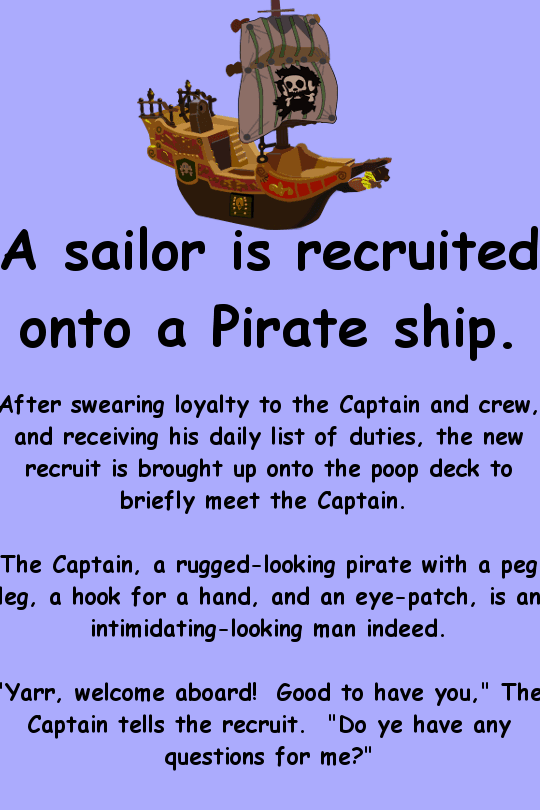 Chistes de marineros graciosos. Un marinero es reclutado en un barco pirata |