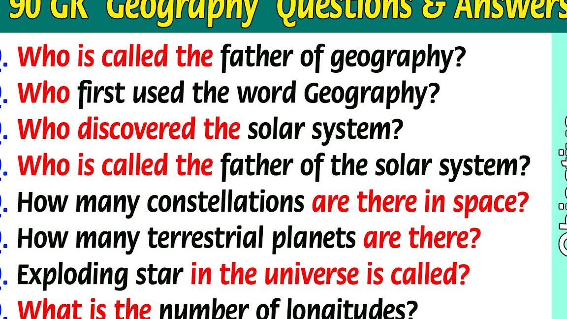 90 preguntas y respuestas de Geografía GK en inglés |