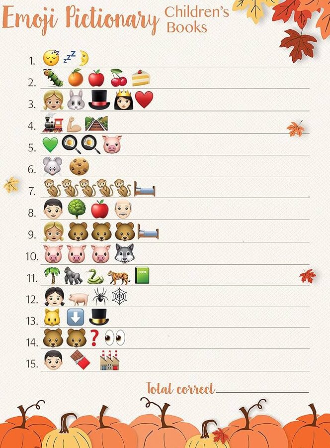 Quiz de Emojis Halloween 2023 Amazon.com: Juego de baby shower PUMPKINS EMOJI: paquete de 25 ...